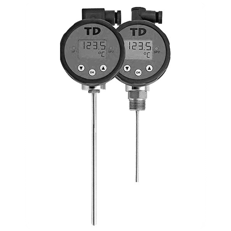 SNST-208 Digitale thermometer met display, analoge uitgang, relais contact en RS232 of RS485 communicatie