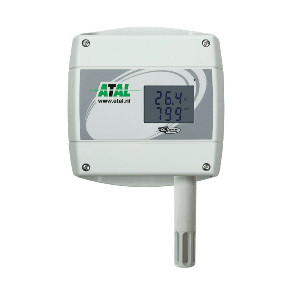 AT-VLI-102DE-POE Ethernet CO2, temperatuur en RV Sensor met PoE